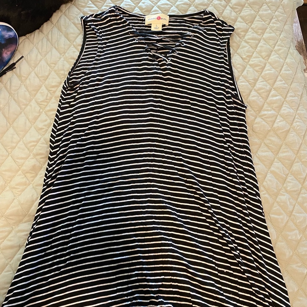 Stripped knee length tank top dress